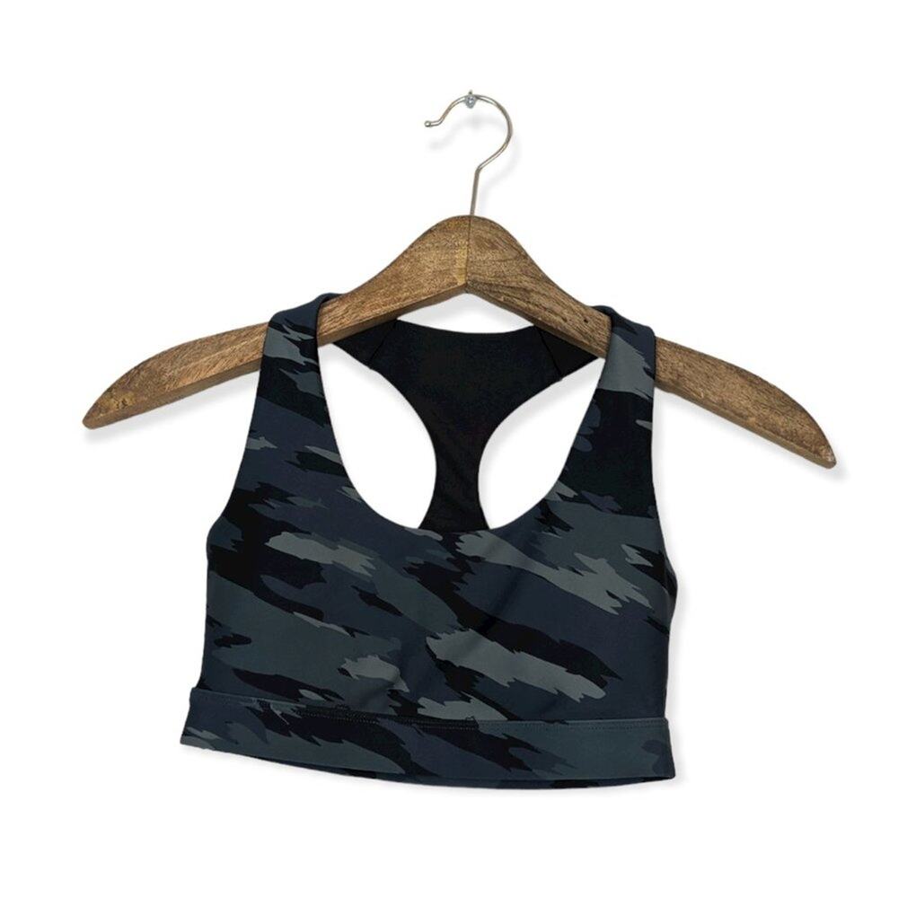 SoulCycle Sports Bra XS Green Camo Double Knit Athletic Yoga Gym